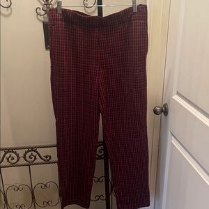 J Jill Red Plaid Pants- Large -NWT